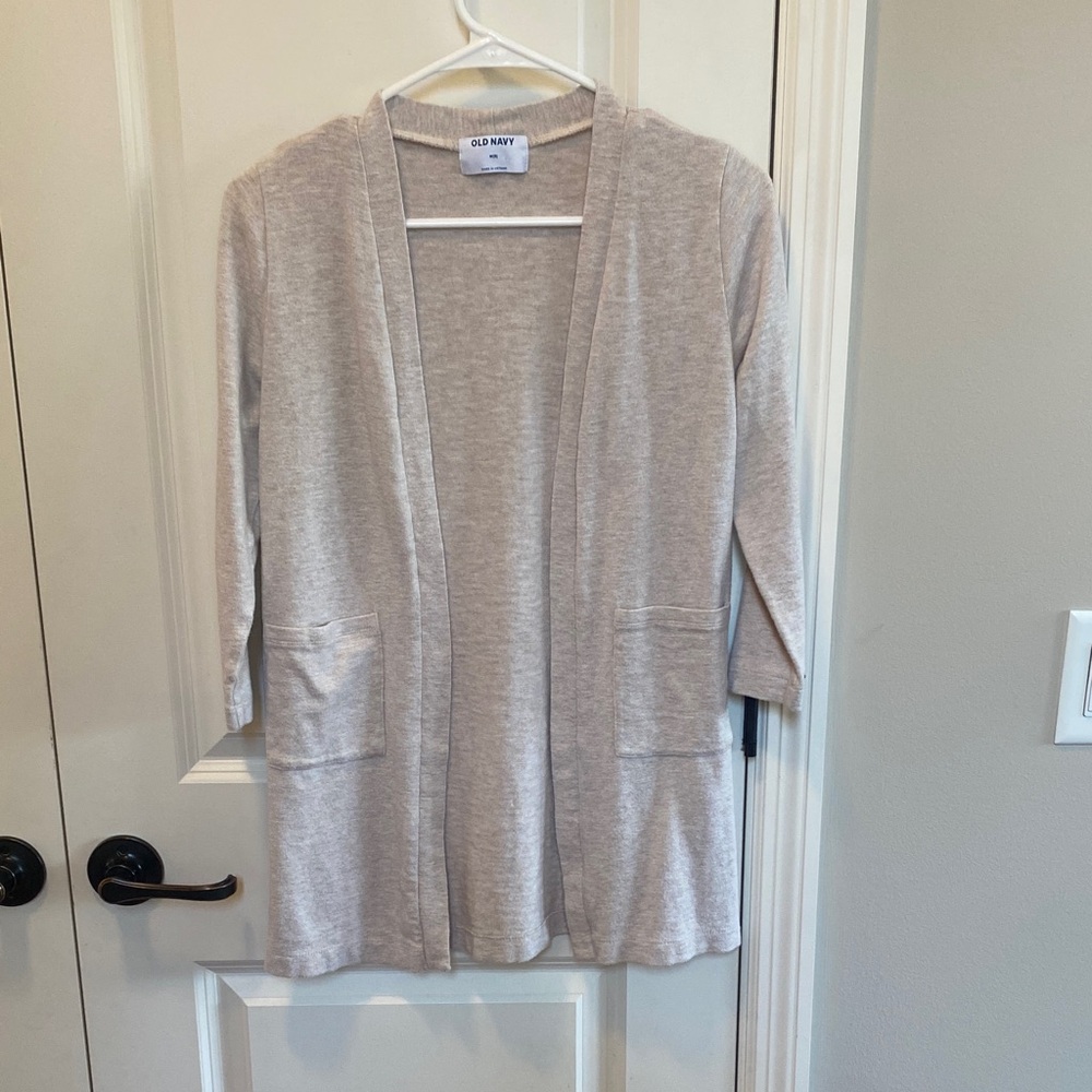 Old Navy Light Taupe Open-Front Cardigan with Pockets